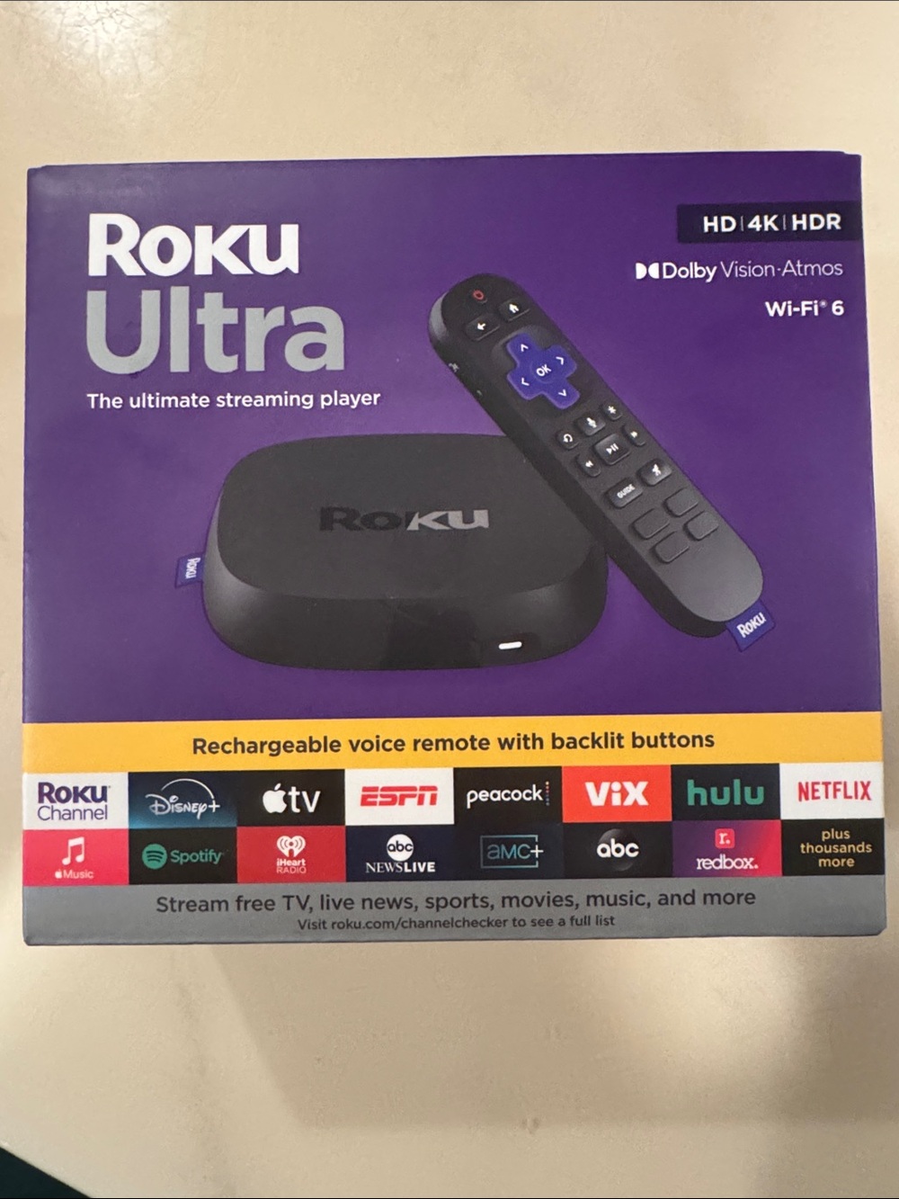 Roku Ultra Streaming Player - Purple and Black